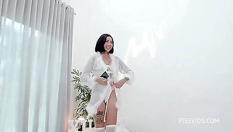 Sexy young chick masturbates with her boyfriend